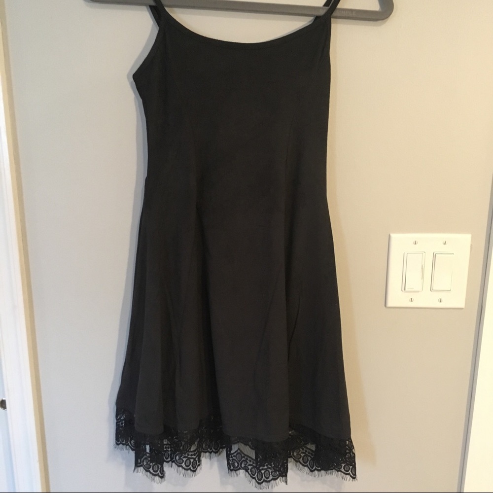 Black lace slip dress
